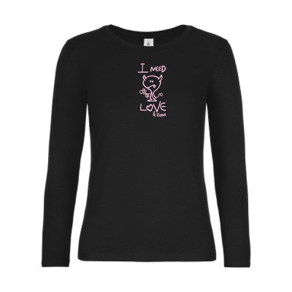 t-shirt lsl femme LOVER Black flex Rose