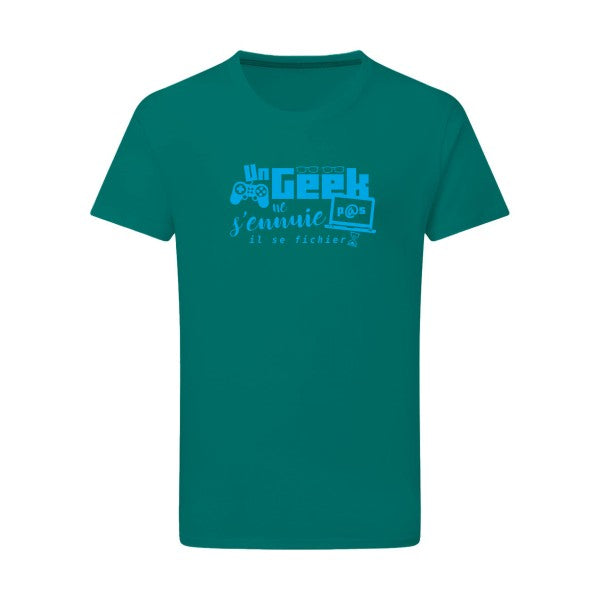 Un geek ne s'ennuie pas - Flex bleu clair Tshirt original Emerald Green  2XL