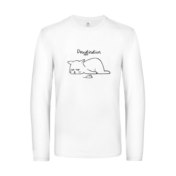 procatination - t shirt- manches- longues- original- humour- White impression Face