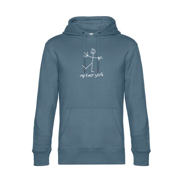 First-Selfie sweat shirt original nordic blue flex Blanc impression Face