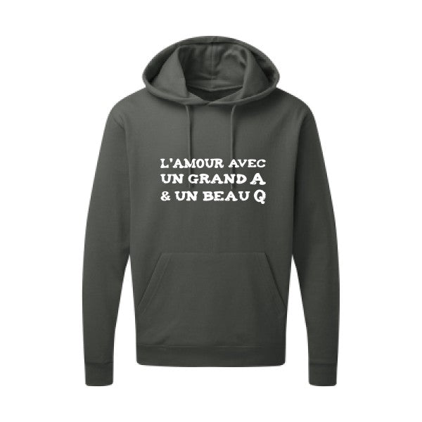 L'Amour avec un grand A et un beau Q |Sweat capuche imprimé|Blanc