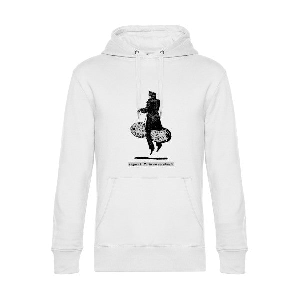 Partir-en-cacahuete- Sweat à capuche original White - RueDuTeeshirt