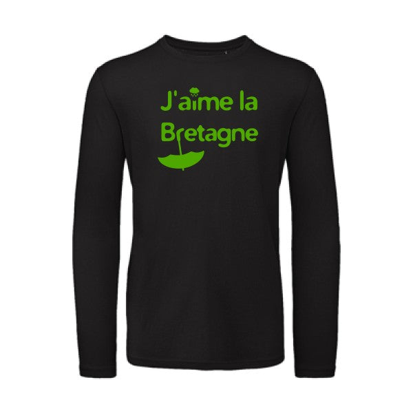 J'aime la Bretagne Vert pomme |T-shirt bio manches longues