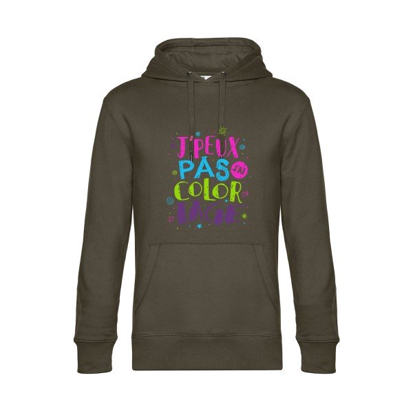 J-peux-pas-j-ai-coloriage- Sweat à capuche original Khaki - RueDuTeeshirt
