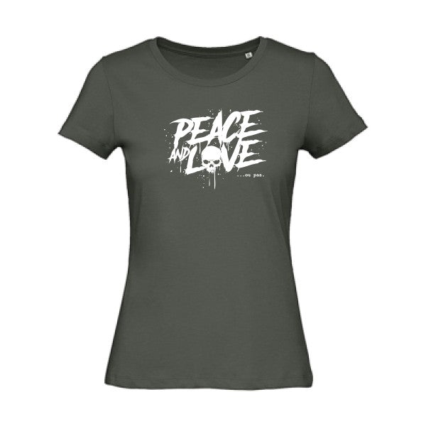 T shirt humour bio femme   femme bio|Peace or no peace Blanc 