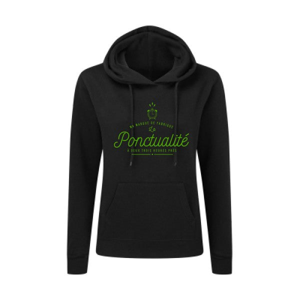 La Ponctualité Vert pomme |Sweat original à capuche Femme