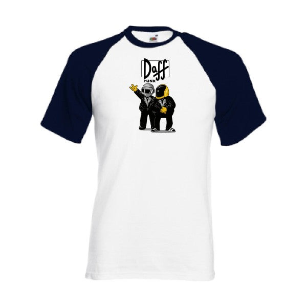 T-shirt fruit of the loom baseball  Daff Punk  couleur White/Deep Navy