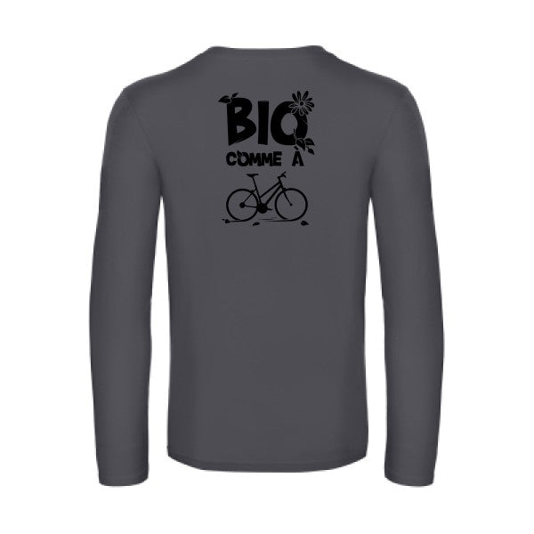 bio comme un velo - t shirt- manches- longues- original- humour- Dark Grey impression Dos
