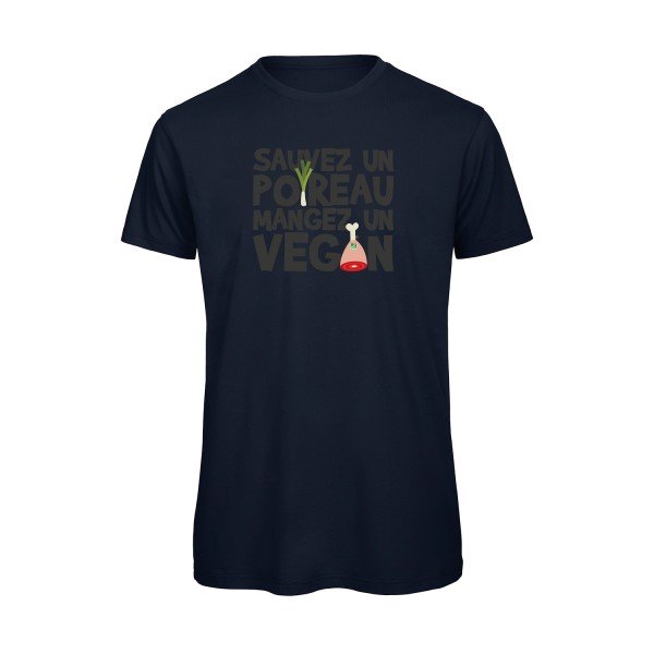 T-shirt humour original Vegan Poireau T Shirt couleur Navy