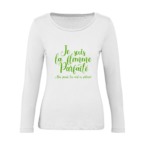 La flemme parfaite Vert pomme |   T shirt manches longues femme|100% bio