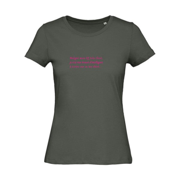 T shirt humour bio femme   femme bio|QI Rose Fluo 