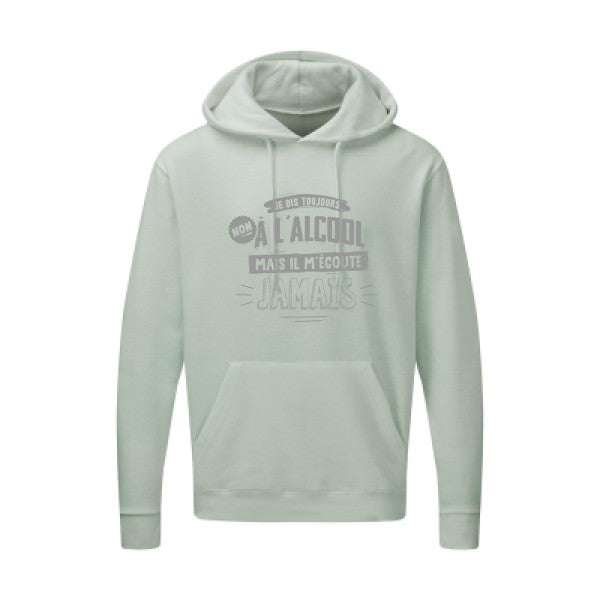 Non à l'alcool  |Sweat  capuche humoristique Gris 