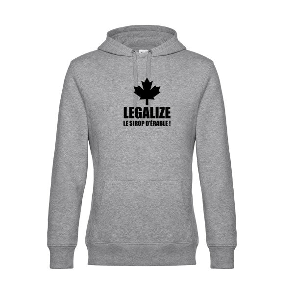 Legalize-le-sirop-d-erable sweat shirt original Heather Grey flex Noir impression Face