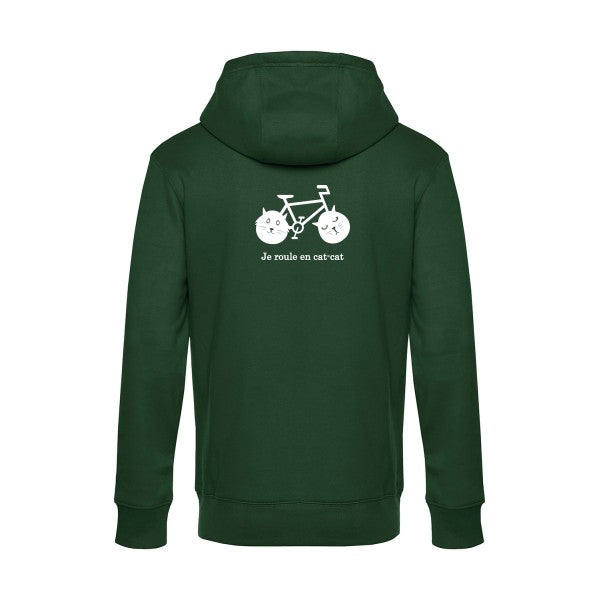 cat-cat-bike sweat shirt original Bottle Green flex Blanc impression Dos