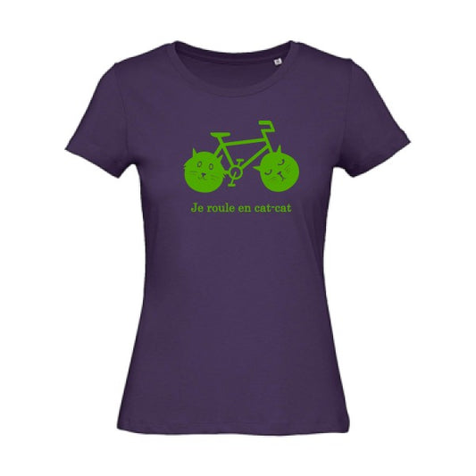 T shirt humour bio femme   femme bio|cat-cat bike Vert pomme 