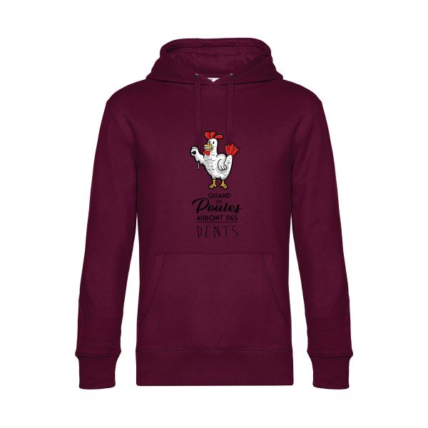 quand-les-poules-auront-des-dents- Sweat à capuche original Burgundy - RueDuTeeshirt