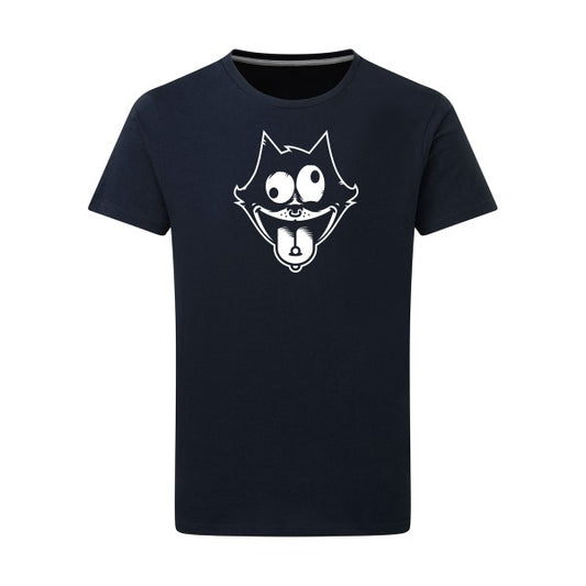 Freak the cat ! Blanc -Flex Blanc sur T-shirt SG  Navy  5XL