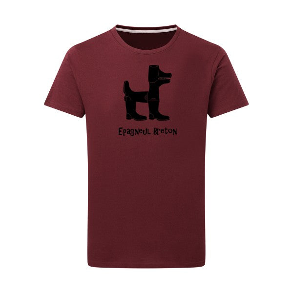 Epagneul breton noir -Flex noir sur T-shirt SG  Burgundy  2XL