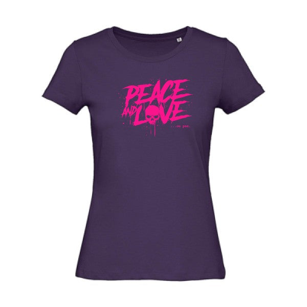 T shirt humour bio femme   femme bio|Peace or no peace Rose Fluo 