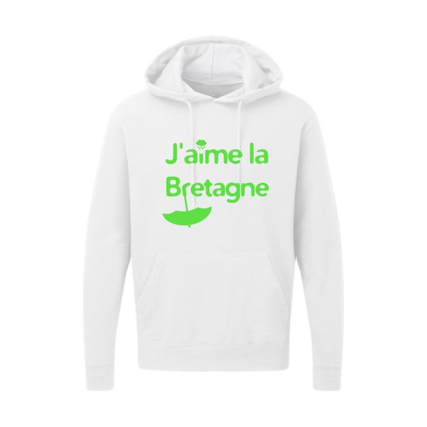 J'aime la Bretagne |Sweat  capuche humoristique Vert fluo 