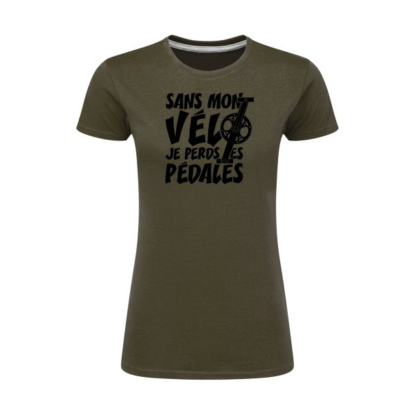 Sans mon vélo, je perds les pédales ! | Noir |T shirt original femme|SG