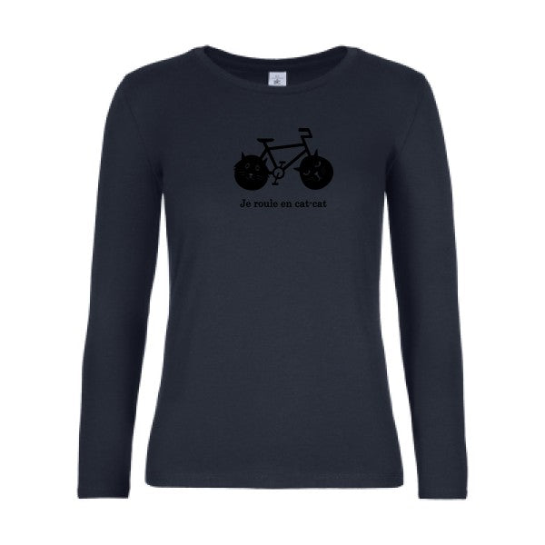 t-shirt lsl femme cat-cat-bike Navy flex Noir