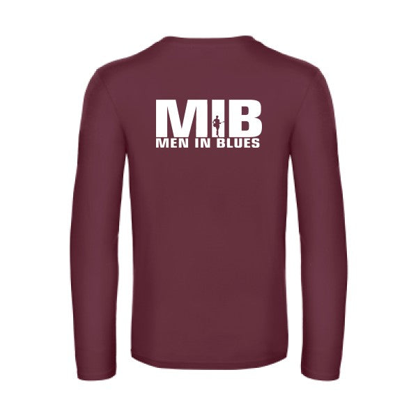 men in blues - t shirt- manches- longues- original- humour- Burgundy impression Dos