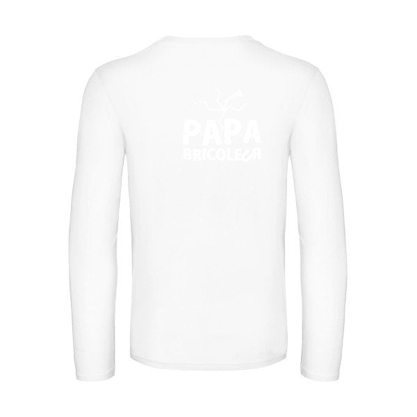 papa bricoleur - t shirt- manches- longues- original- humour- White impression Dos