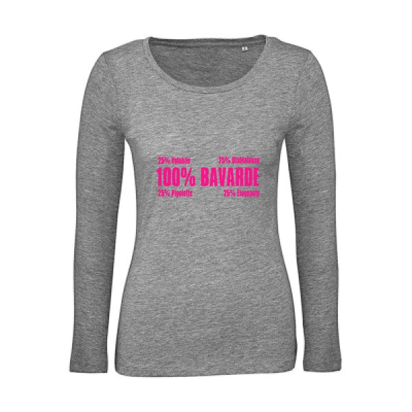 t-shirt Bavarde Rose Fluo |   T shirt manches longues femme|100% bio