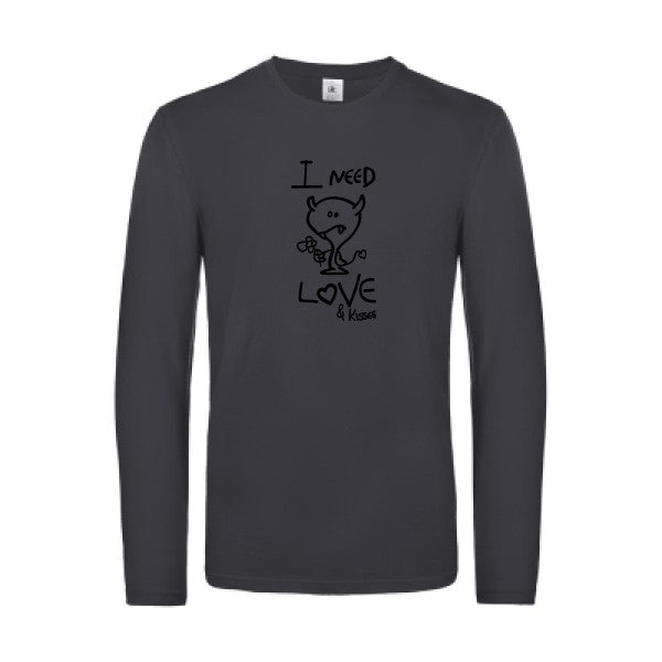 lover - t shirt- manches- longues- original- humour- Dark Grey impression Face