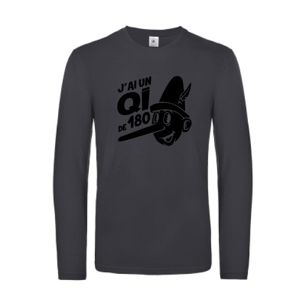 quotient intellectuel - t shirt- manches- longues- original- humour- Dark Grey impression Face