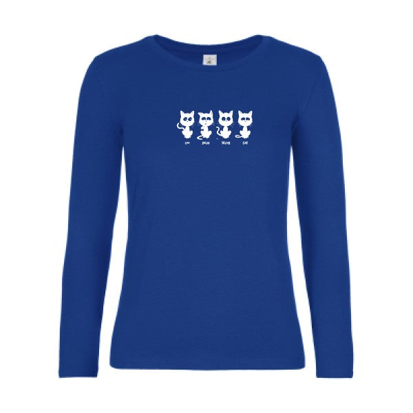 t-shirt lsl femme un-deux-trois-cat Royal Blue flex blanc