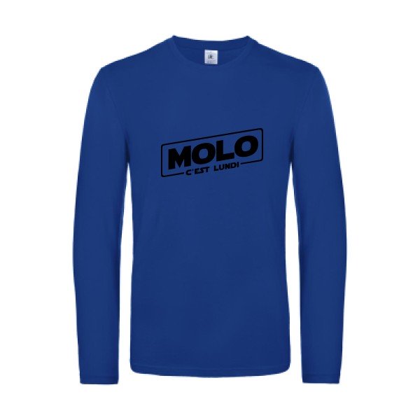 molo c est lundi - t shirt- manches- longues- original- humour- Royal Blue impression Face
