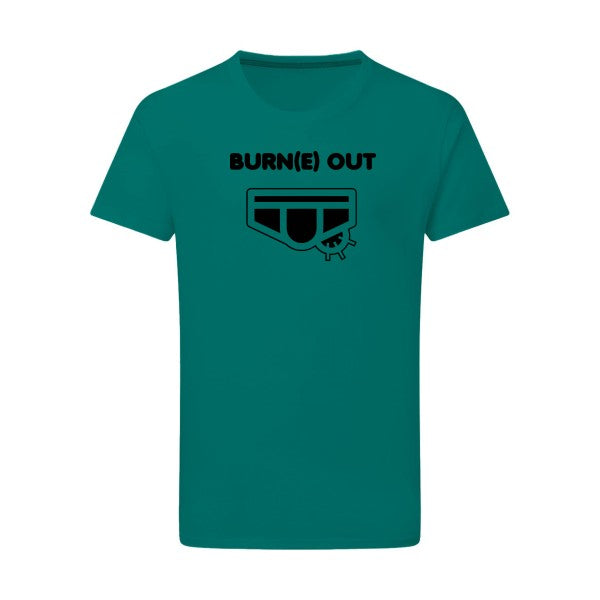 Burn(e) Out noir -Flex noir sur T-shirt SG  Emerald Green  2XL