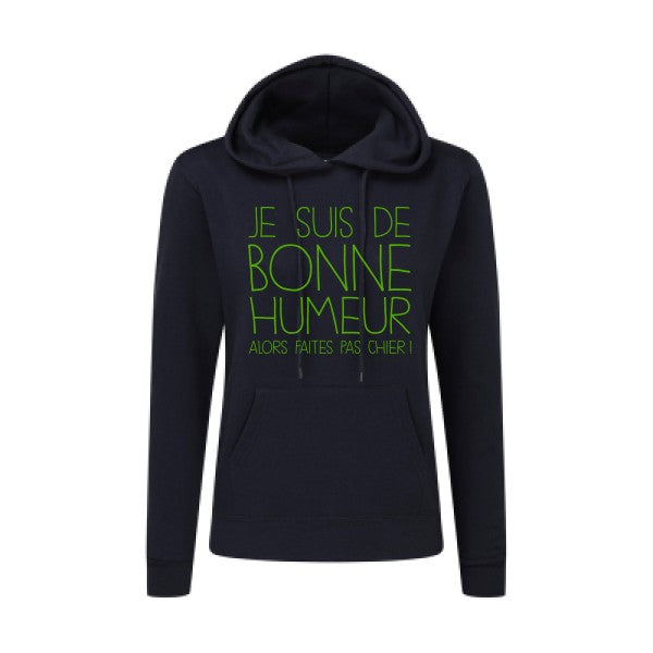 BONNE HUMEUR Vert pomme |Sweat original à capuche Femme