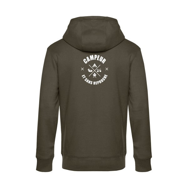 CAMPEUR... sweat shirt original Khaki flex Blanc impression Dos