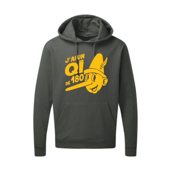 Quotient intellectuel |Sweat  capuche humoristique jaune Or 