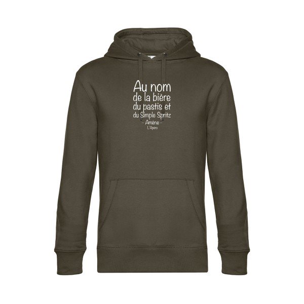 priere-de-l-apero sweat shirt original Khaki flex Blanc impression Face