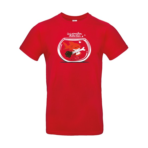 T-shirt humour original Qui Aime Bien Chatie Bien T Shirt couleur Red