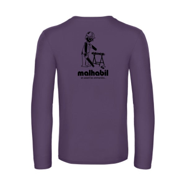 malhabil... - t shirt- manches- longues- original- humour- Urban Purple impression Dos