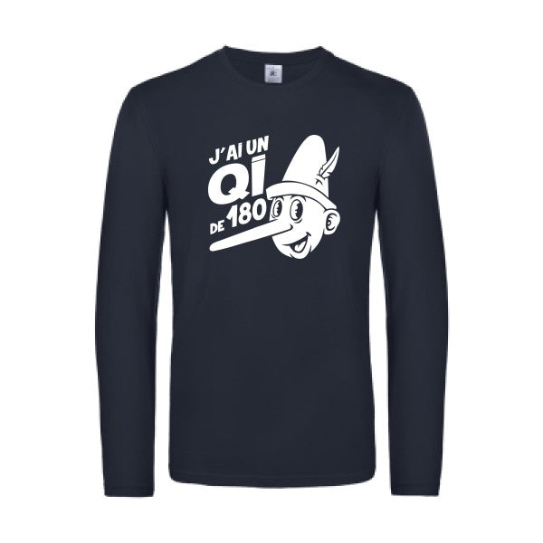quotient intellectuel - t shirt- manches- longues- original- humour- Navy impression Face
