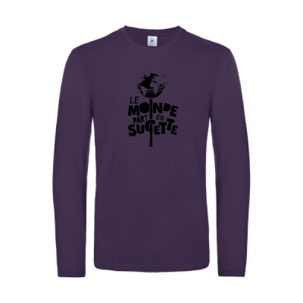 le monde part en sucette - t shirt- manches- longues- original- humour- Urban Purple impression Face
