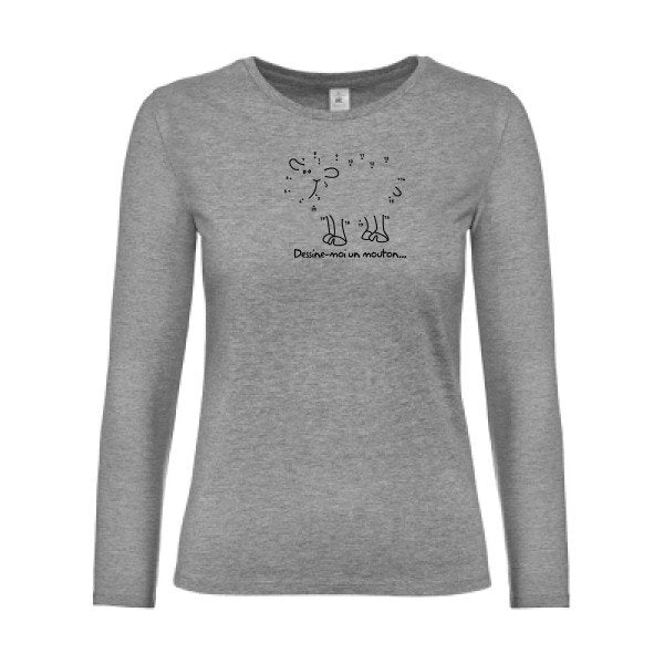 t-shirt lsl femme Dessine-moi-un-mouton Sport Grey flex Noir
