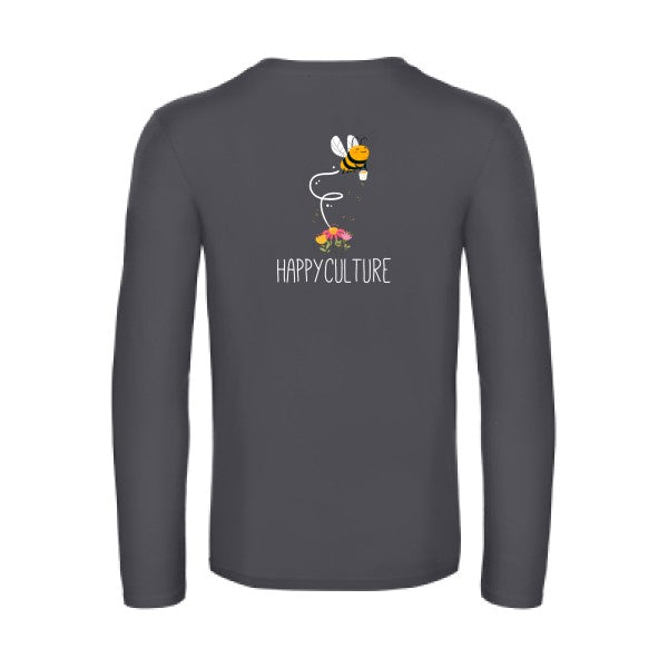 happy-t-shirt-manches-longues-original-humour -Dark Grey