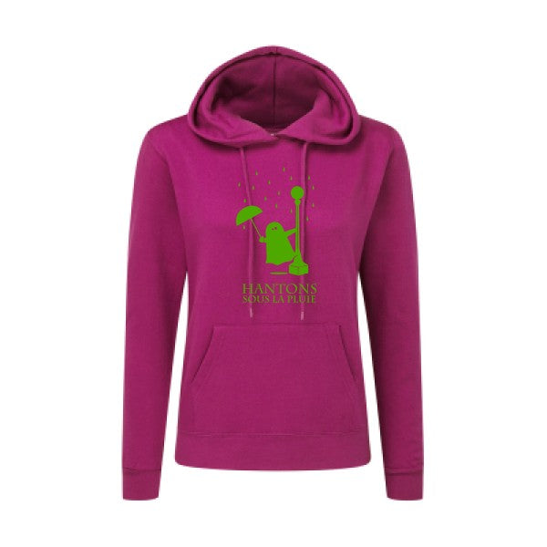 Hantons sous la pluie Vert pomme |Sweat original à capuche Femme