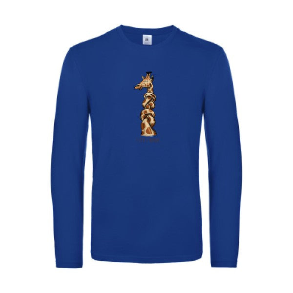 1-tete-2-noeuds-t-shirt-manches-longues-original-humour -Royal Blue