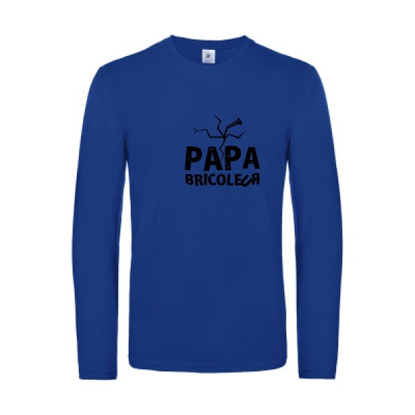 papa bricoleur - t shirt- manches- longues- original- humour- Royal Blue impression Face