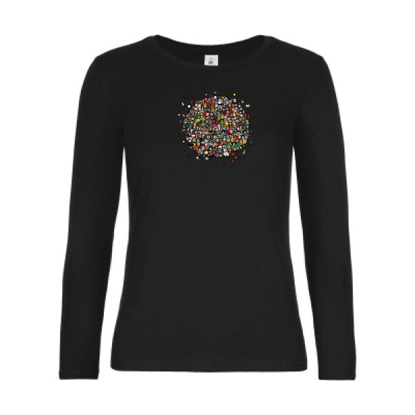 t-shirt lsl femme Planete-Pop-Culture-  Black flex 