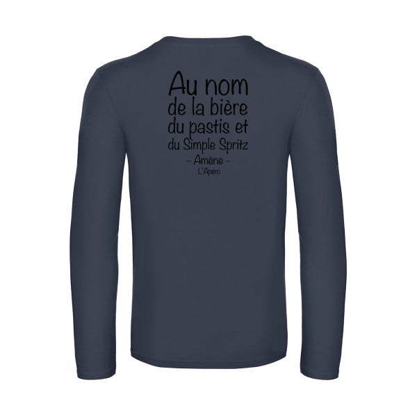 priere de l apero - t shirt- manches- longues- original- humour- Navy impression Dos