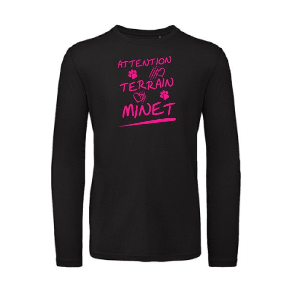 Attention Terrain Minet Rose Fluo |T-shirt bio manches longues